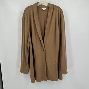 J Jill Ponte Womens Minimalist Long Jacket Size 4X Neutral Soft Layering Lounge